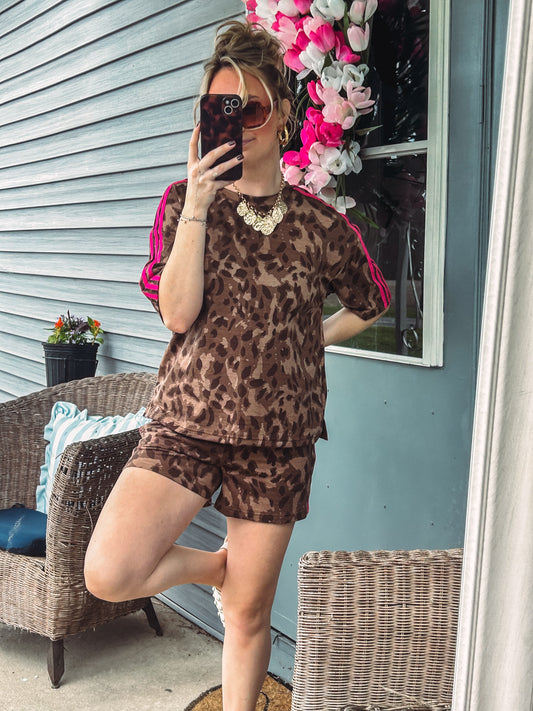 leopard stripe lounge set